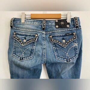MissMeVintageY2KBlingBedazzledBejewelledLowWaistJeansUS28
